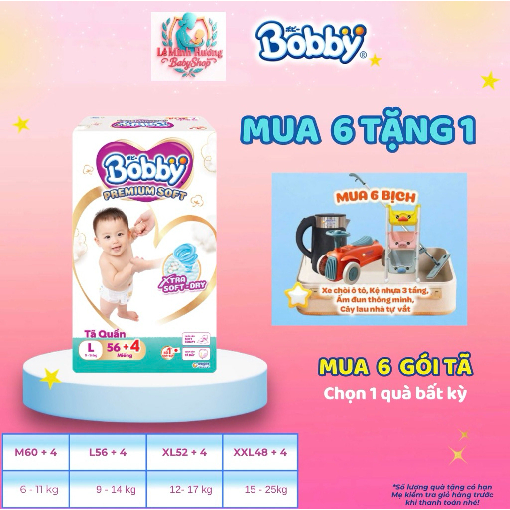 [COMBO 6 GÓI TẶNG QUÀ BẤT KÌ ] TÃ QUẦN BOBBY PREMIUM SIZE M/L/XL/XL
