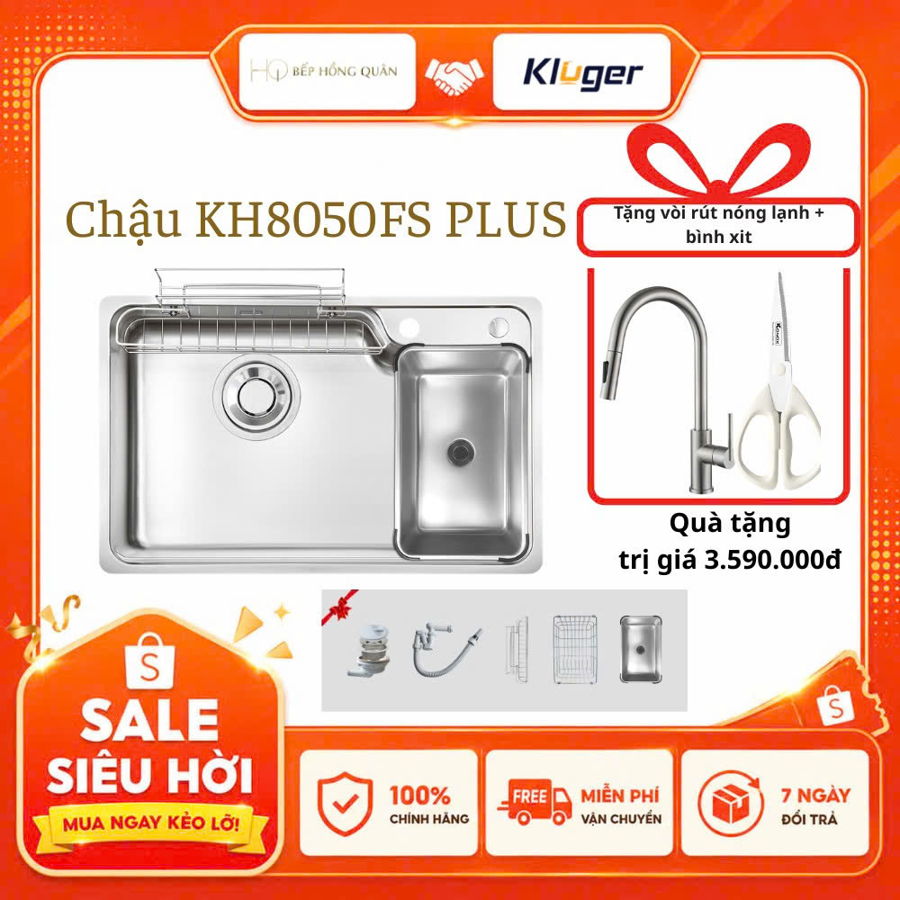 Chậurửa 1 hố chống xước KH8050FS PLUS/KH8050FS Basic   chính hãng Kluger - Bảo hành 10 năm: