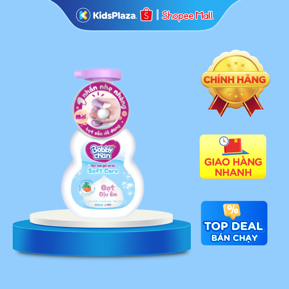 [KM] Bọt tắm gội trẻ em Bobby chan mềm mịn, sạch sâu, an toàn cho da bé 200ml
