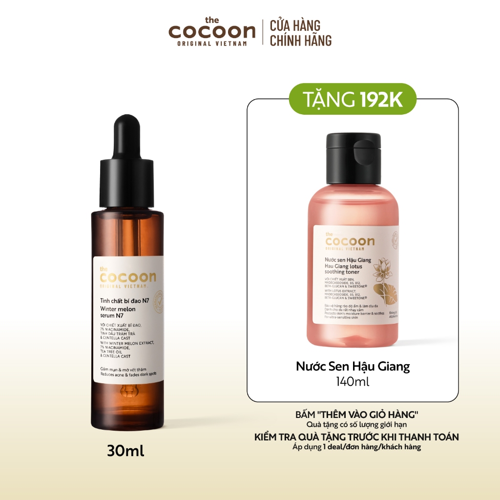 Tinh chất bí đao (serum) 7% Niacinamide (N7) sạch mụn chuyên sâu & mờ vết thâm Cocoon 30ml | BigBuy360 - bigbuy360.vn