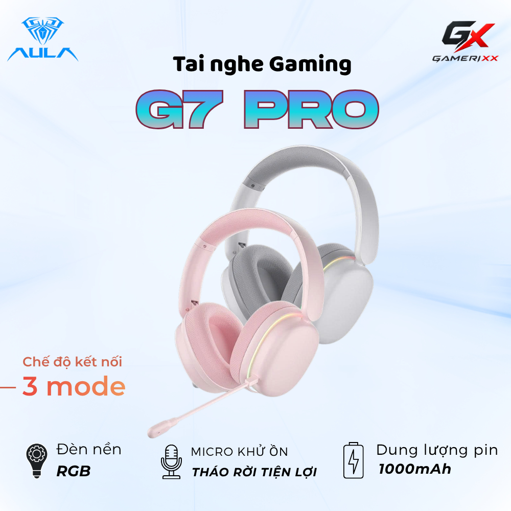 Tai nghe không dây chụp tai AULA G7 pro - Micro khử ồn,tháo rời tiện lợi - Dung lượng pin 1000mAh - 