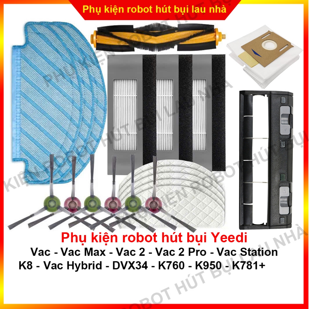 Chổi cạnh, chổi chính, lọc bụi, khăn lau, túi rác, chổi robot hút bụi Yeedi K8 - Vac 2 - Vac 2 Pro -