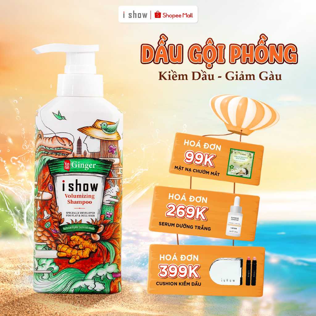 Dầu Gội Gừng Kiềm Dầu Sạch Da Đầu I SHOW Giúp Tóc Bồng Bềnh 300ml