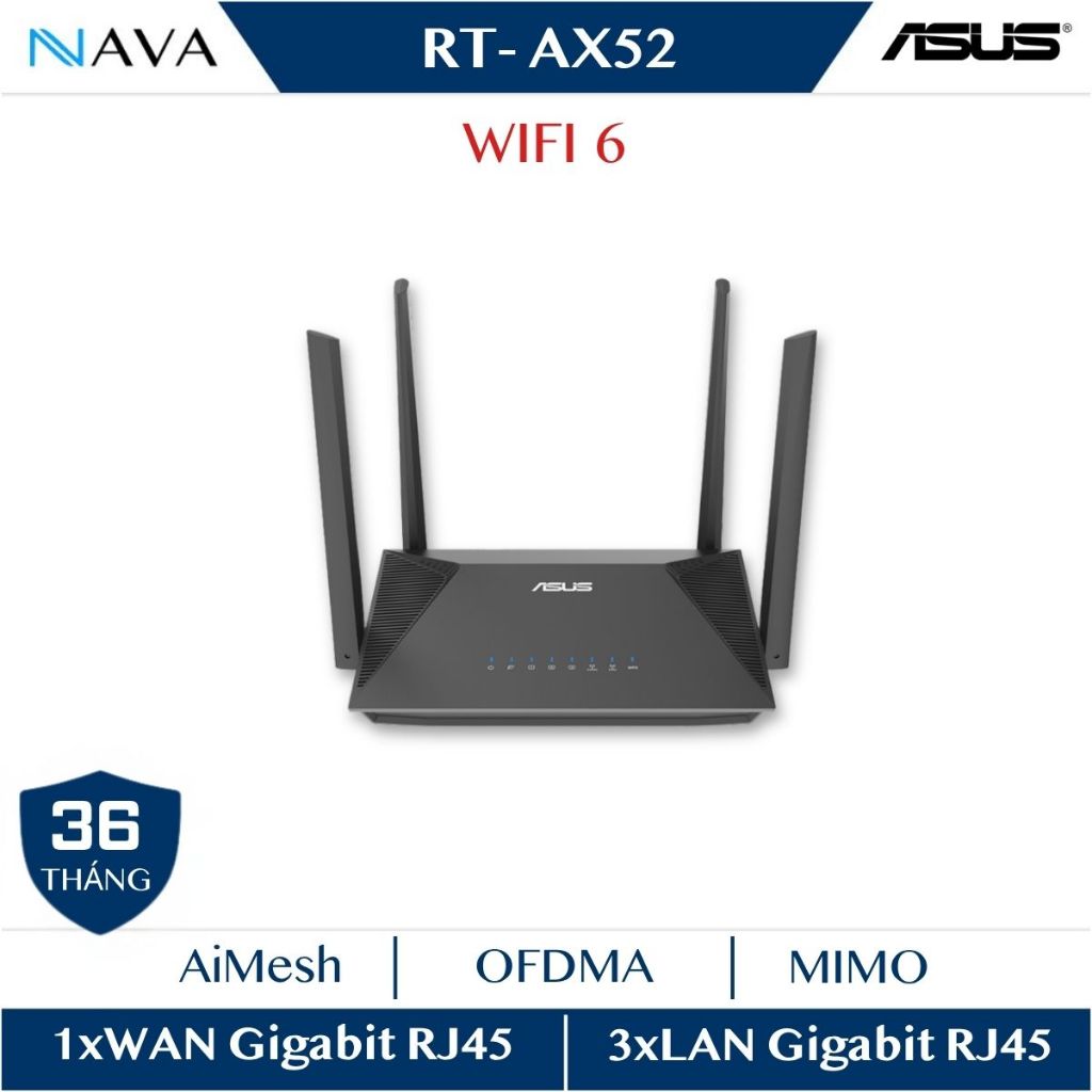 Router WiFi 6 ASUS RT-AX52 AX1800 Dual Band AiMesh Gigabit