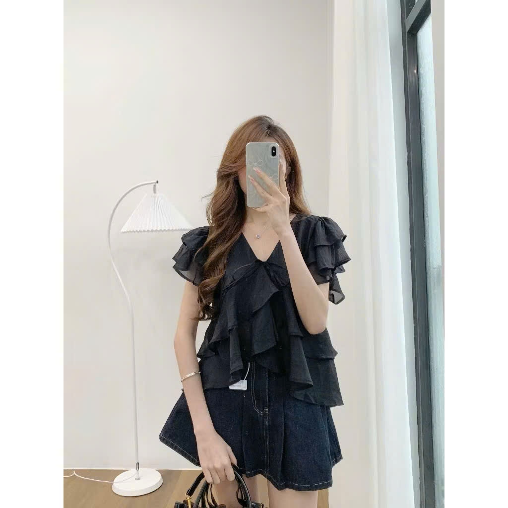 Áo Babydoll Kiểu Nữ Nhiều Tầng Bồng Xoè Đuôi Cá Cổ V Mùa Hè Kimee - KA836 | BigBuy360 - bigbuy360.vn