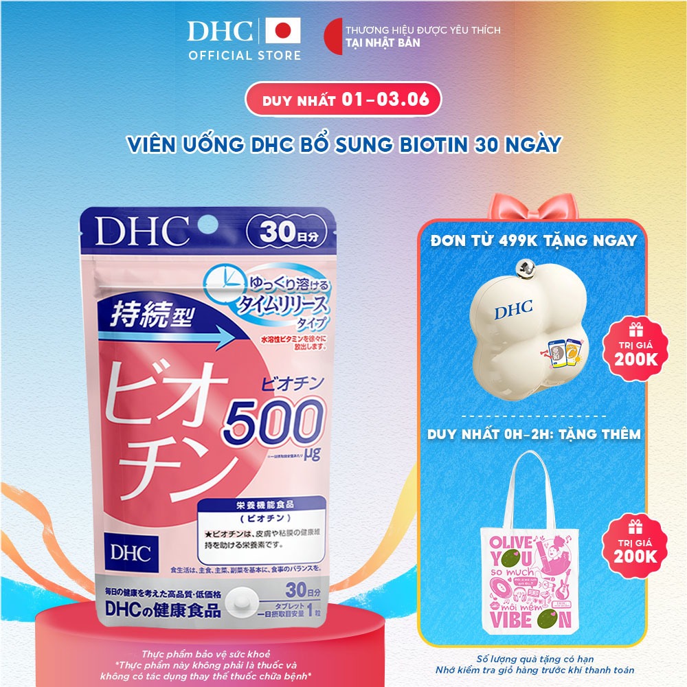 Viên uống DHC Biotin hỗ trợ tốt cho da và tóc (30 Ngày) - TPBVSK DHC Sustained Release Biotin