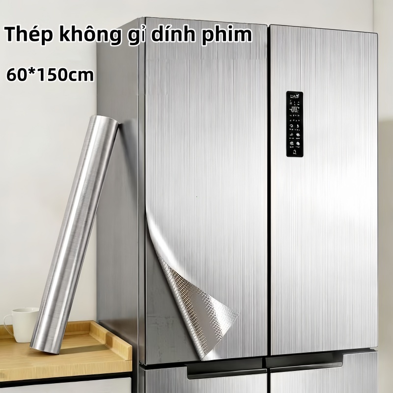60*150cm Decal Dán Tủ Lạnh Màu Inox/Decal Nhôm Xước/Màu Kim Loại Dán Tủ Lạnh