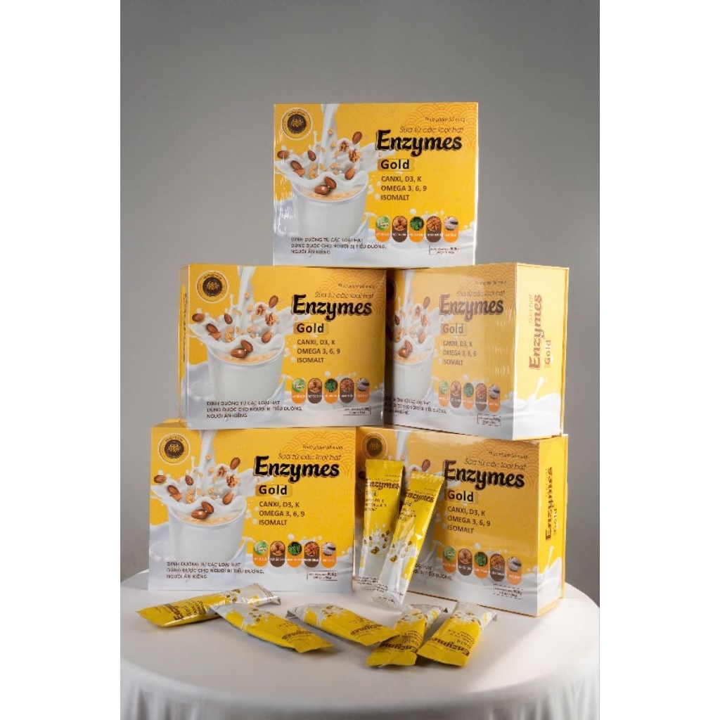 Sữa Hạt Enzymes Gold ( 6 hộp / 900g , tặng 2 hộp / 300g , tặng 2 cốc đo ml nước để pha chuẩn sữa, tặ