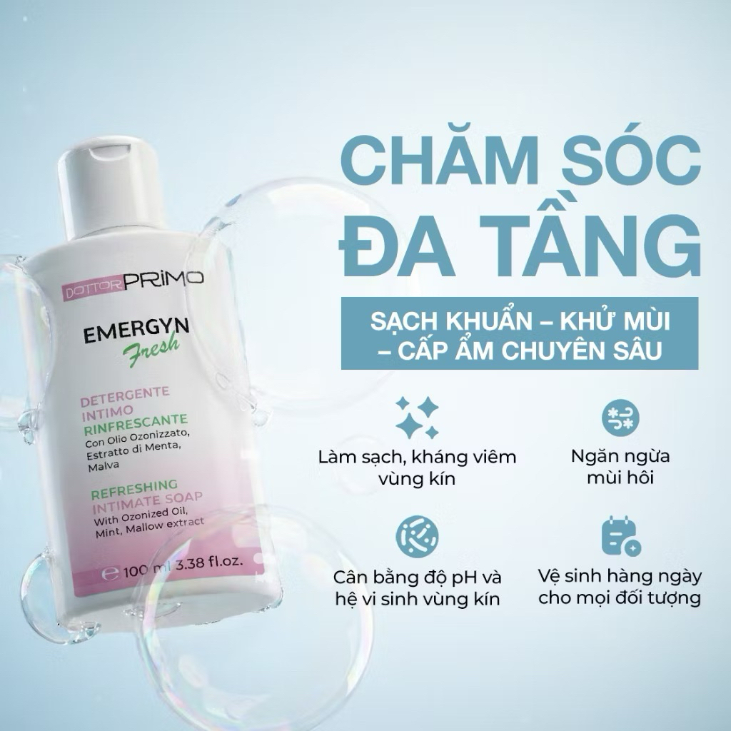 Dung dịch vệ sinh hữu cơ DottorPrimo Emergyn Fresh 100ml gel vệ sinh vùng kín dịu nhẹ