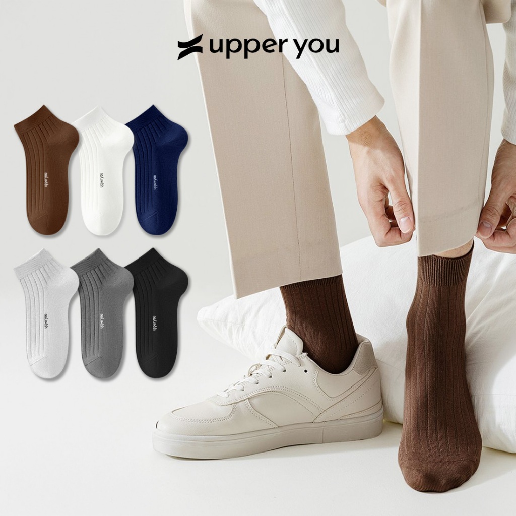 Tất Vớ Cotton Úc Nam UPPER YOU Sọc Gân Cao Cấp Cổ Trung Signature Mềm Mại Êm…