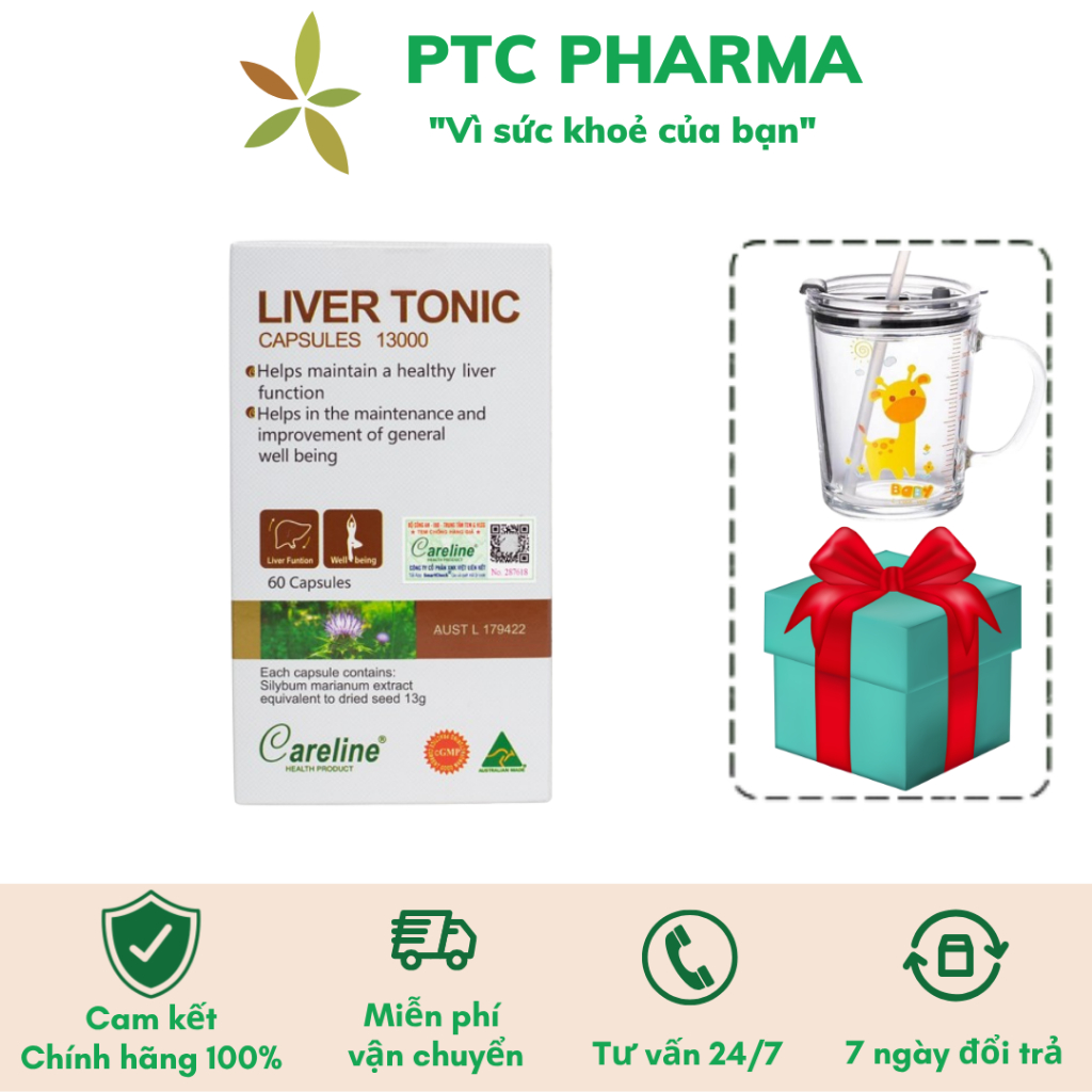 CARELINE Liver Tonic - Viên Uống Bảo Vệ Cải Thiện Chức Năng Gan - Hộp 60 Viên