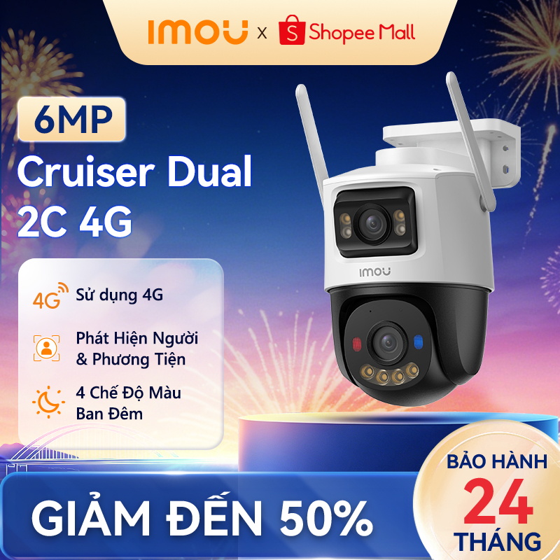Imou camera Ngoài Trời Cruiser Dual 2C 4G | 6MP | IPC-S7XCP-6M1TED-EU | Đèn cảnh báo đỏ & xanh