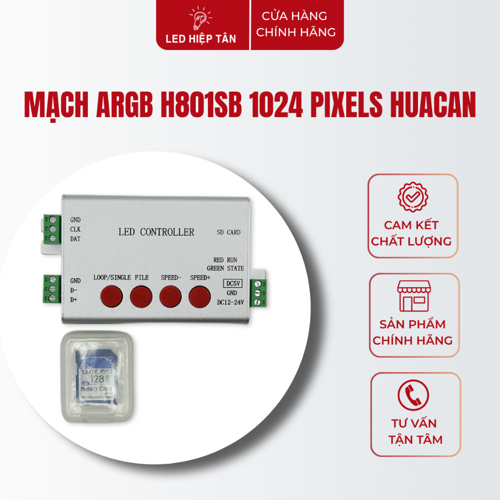 Mạch Điều Khiển ARGB H801SB Huacan 1024 Pixels Chính Hãng Điều Khiển LED Full Color