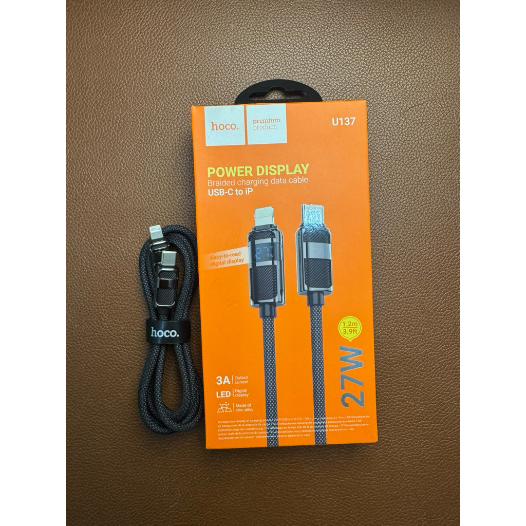 Cáp sạc nhanh PD 27W Hoco C to L bọc dù 1m2 U125 U137 U148 đầu cáp Led số W cho X/11/12/13/14series | BigBuy360 - bigbuy360.vn