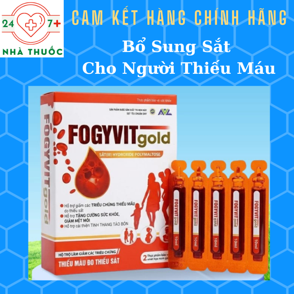 Bổ máu FOGYVIT GOLD (HSD 2029, 20 ống) - Bổ Sung Sắt Cho Người Thiếu Máu