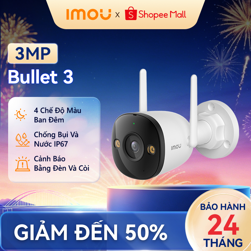 Camera Wifi ngoài trời Imou Bullet 3 I 3MP/5MP I IPC-S3EP-3M0WE I Chống nước IP67 I Còi hú | BigBuy360 - bigbuy360.vn