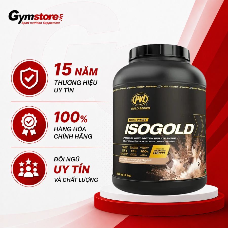 Sữa tăng cơ PVL ISO Gold-Premium Whey Protein With Probiotic, không nóng trong, đầy bụng - Gymstore