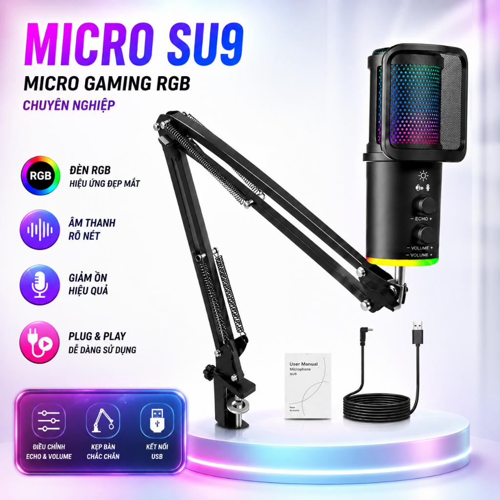 Micro Thu Âm Livestream Chuyên Nghiệp ShouFei ME6S Lọc Tạp Âm, LED RGB, Thu Âm 360° Cho Pc Laptop . | BigBuy360 - bigbuy360.vn