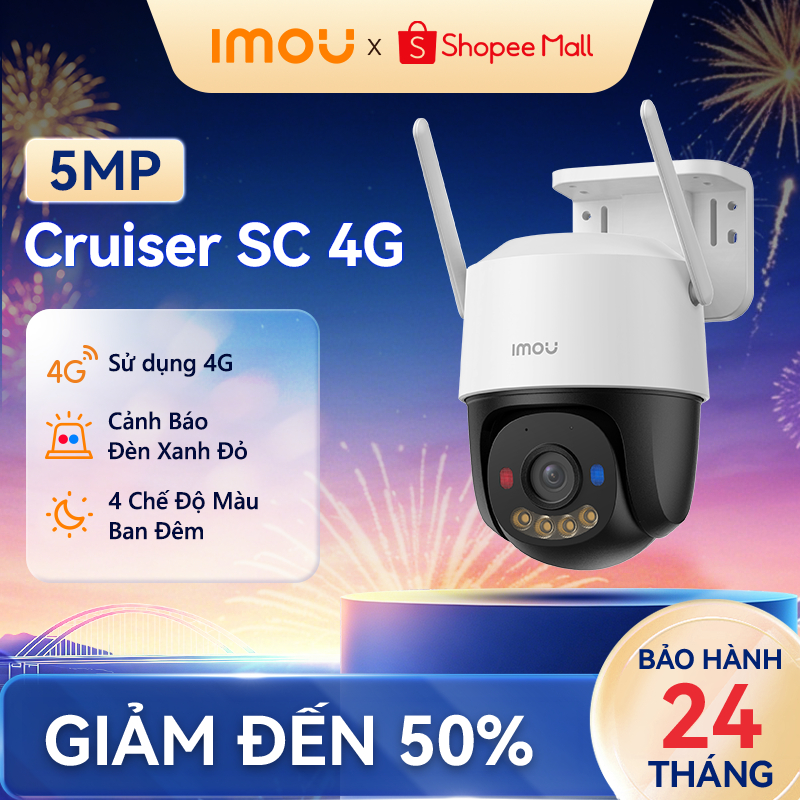 Imou Camera ngoài trời Cruiser SC 4G I 3MP/5MP I IPC-K7FP-5H0TE I Đèn cảnh báo xanh đỏ I Đàm thoại I