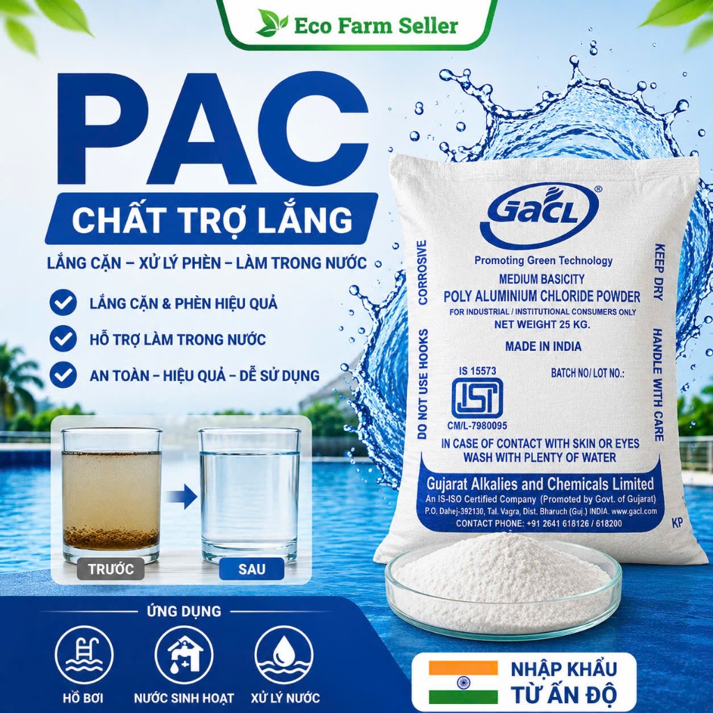 1 Kg PAC Bột Lắng Cặn Hạ Phèn - PAC Ấn Độ Chiết Lẻ