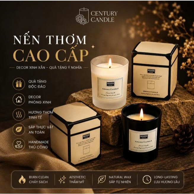 Nến Thơm Không Khói Cao Cấp 9 Mùi Hương , Thư Giãn Trang Trí Phòng Tinh Tế Mùi Hương Nhẹ Nhàng 60gr
