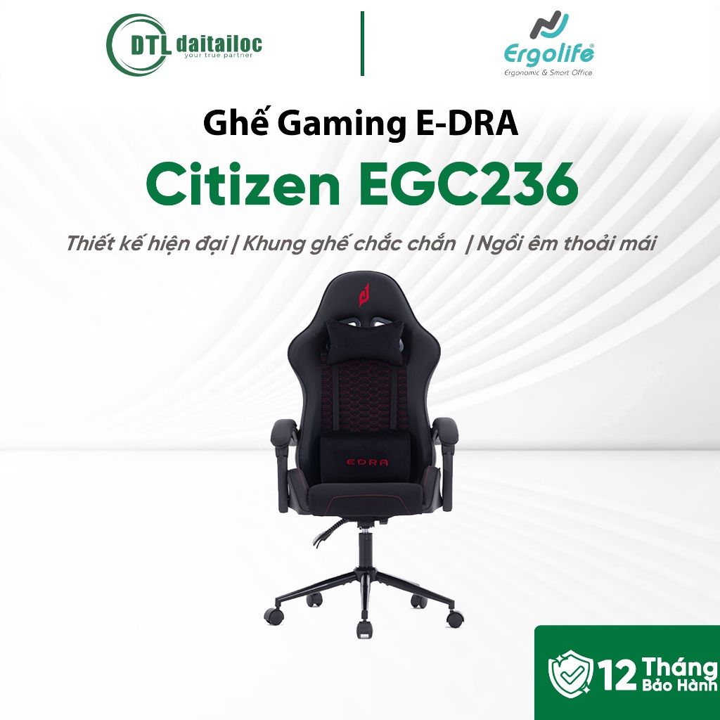Ghế gaming E-Dra Citizen EGC236 Màu Đen | Chính hãng | Bảo hành 12 tháng