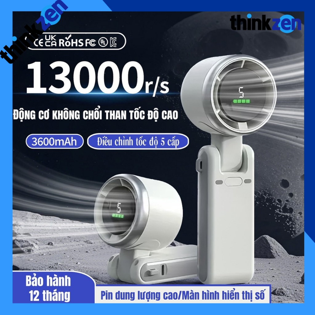 Quạt mini N607 cầm tay 5 cấp gió siêu mát