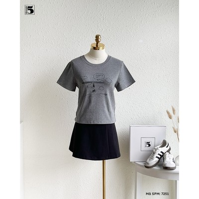 Áo thun ngắn tay Twentyfive dáng ngắn fit dáng in hình basic 7251