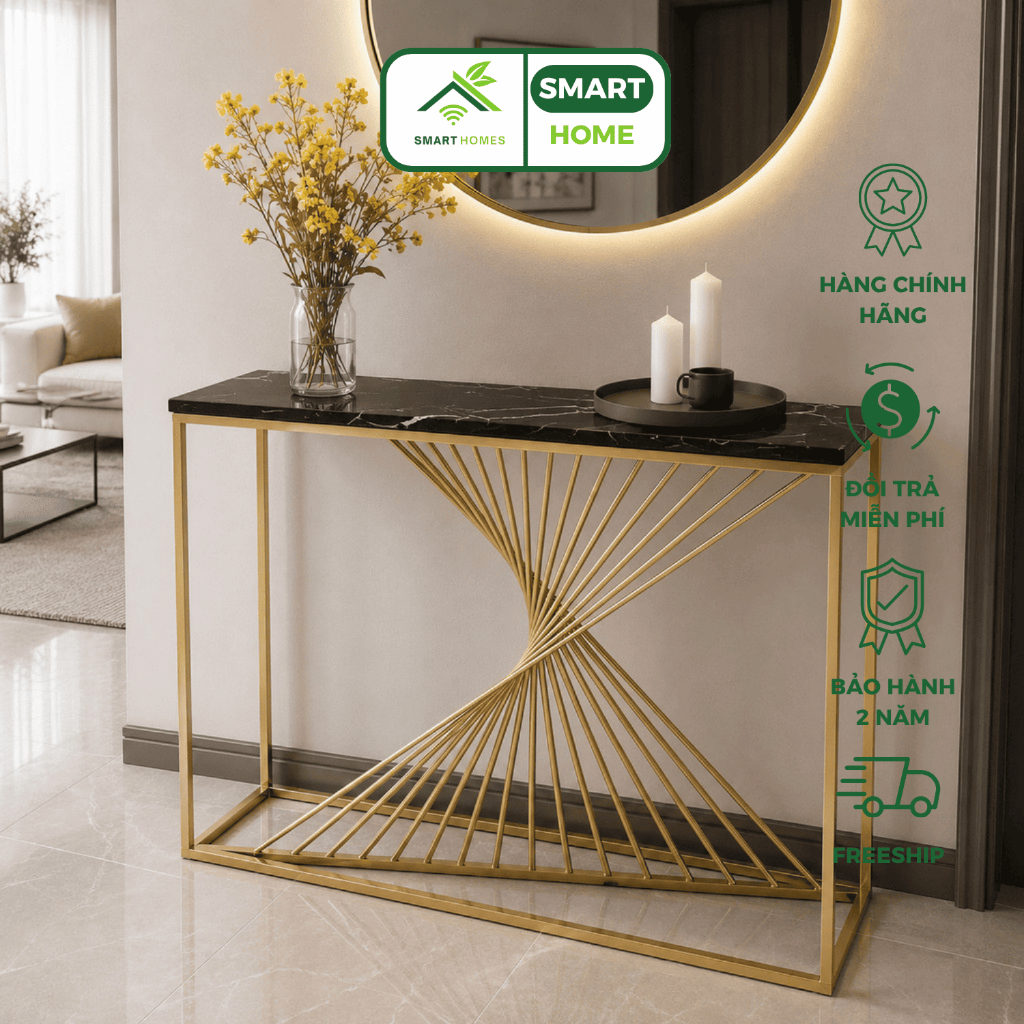 Bàn console, Kệ đứng trang trí phòng khách,sang trọng hiện đại mặt đá chữ nhật,LA1
