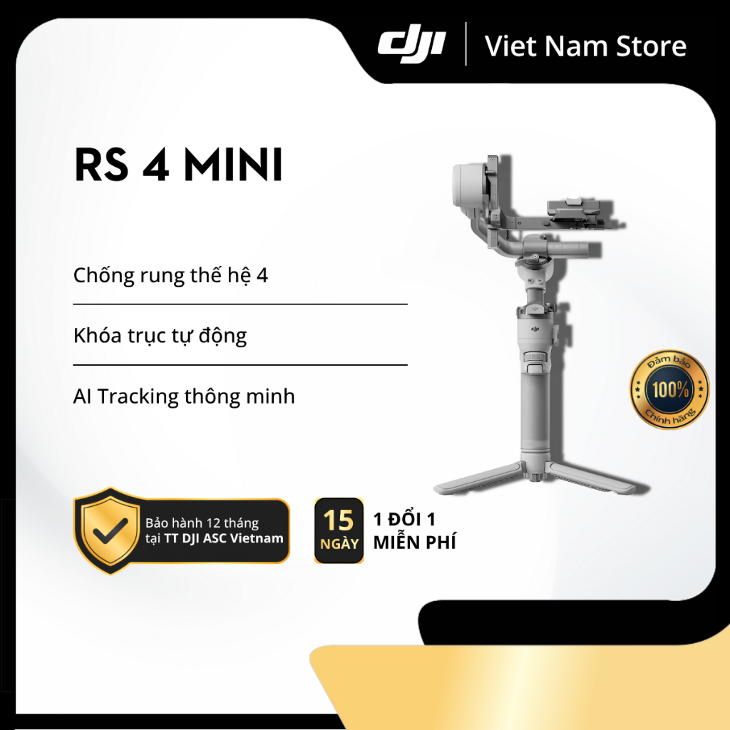 [Rẻ vô địch] | Chính hãng DJI RS 4 Mini | - Chống rung RS Gen 4, khóa trục tự động, AI Tracking