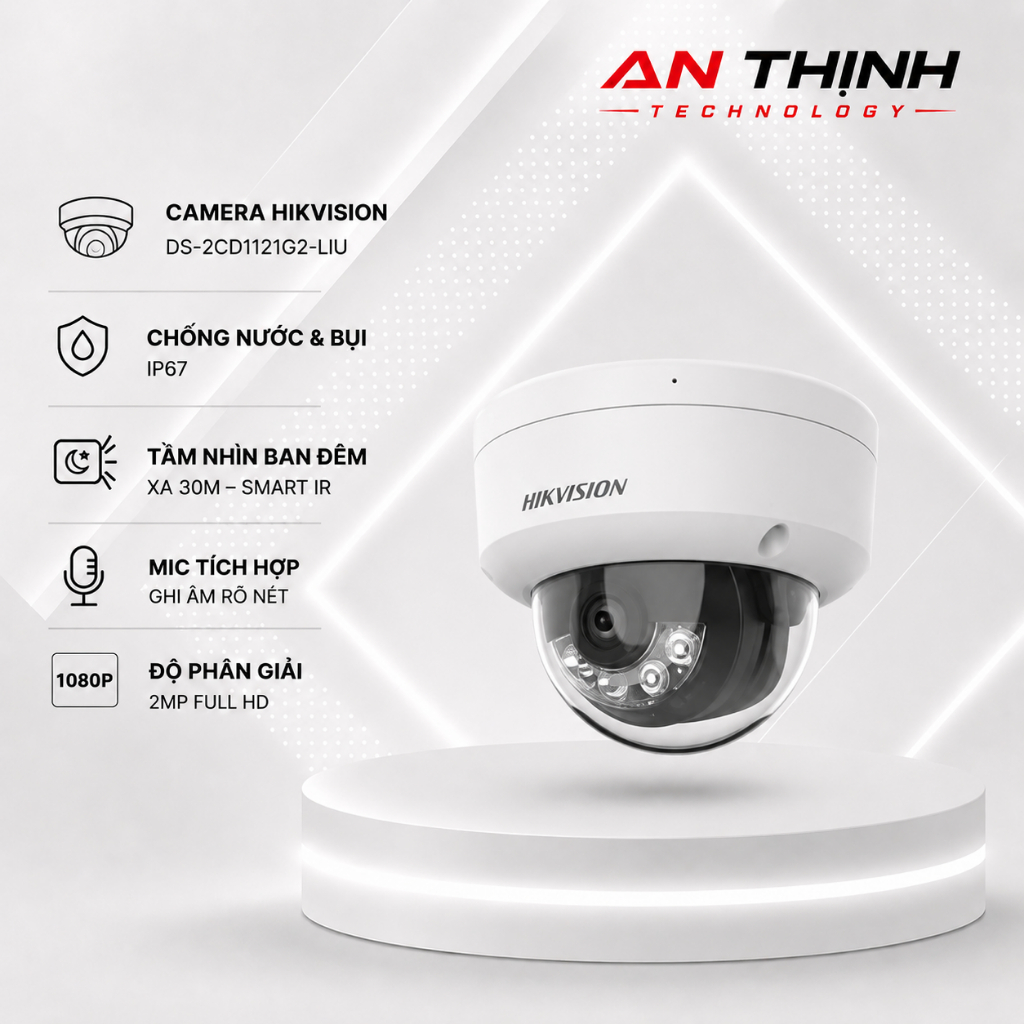 Camera IP Dome Hikvision DS-2CD1121G2-LIU