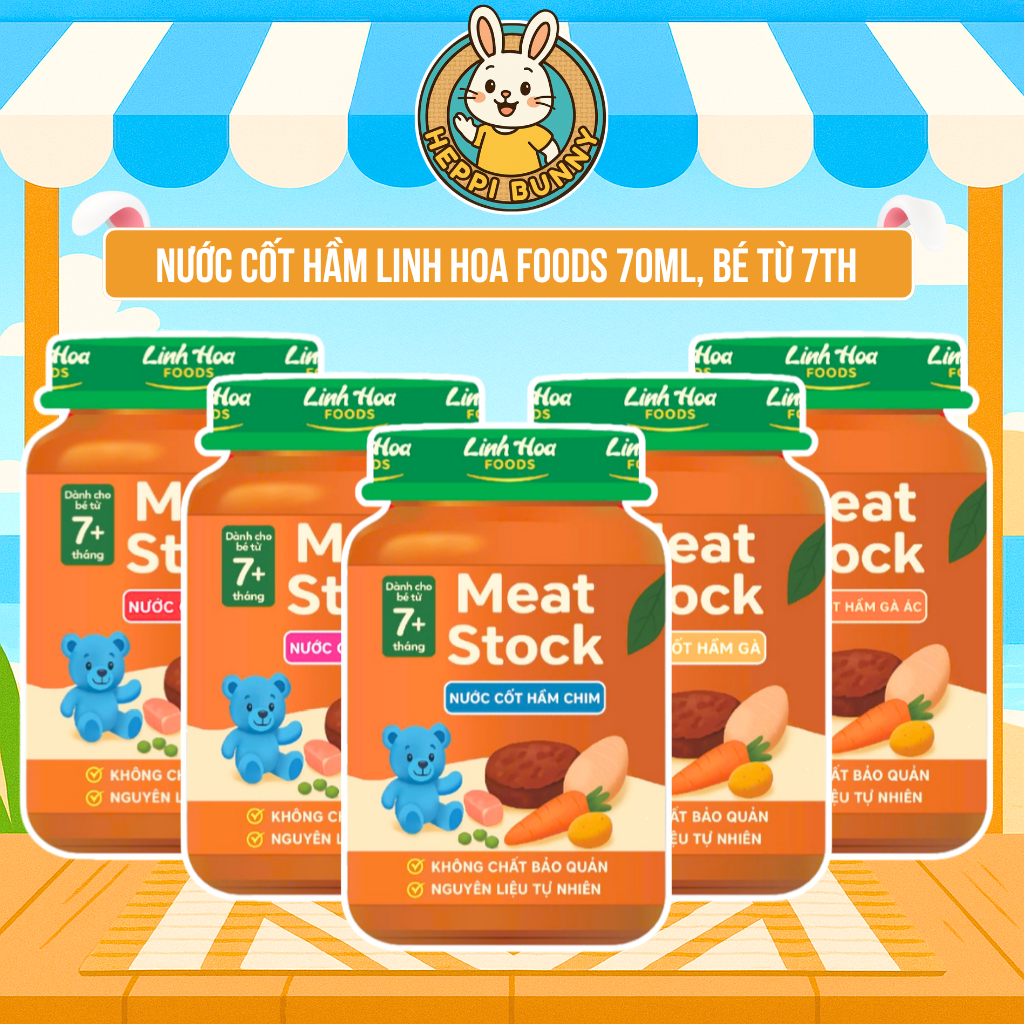DATE MỚI | [TÚI 70ML] Nước Cốt Hầm LINH HOA FOODS - Meat Stock Đủ Vị - Nguyên Liệu Tự Nhiên - Cho Bé