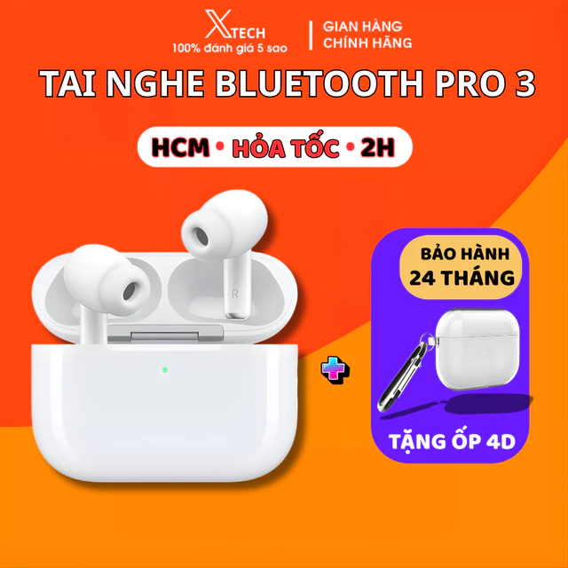 New 2026 Tai Nghe Bluetooth Pro 3 Bản Cao Cấp Pin 10H chất âm đỉnh cao Bảo Hành 36 tháng Xtech