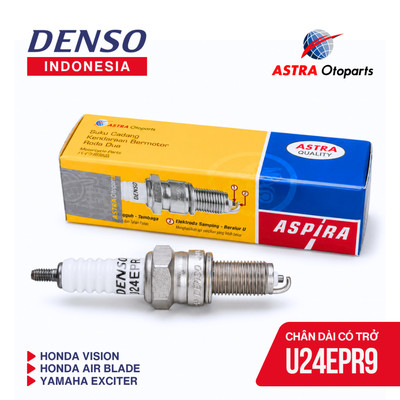 [Hộp 10 chiếc] Bugi Aspira Denso xe máy Honda Air Blade 125/150 mã 15-U24EPR9 (chân dài có trở)