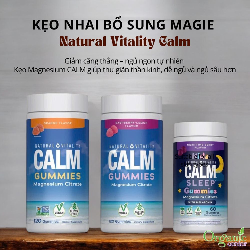 Kẹo bổ sung Magie cho trẻ em và người lớn Natural Vitality Calm