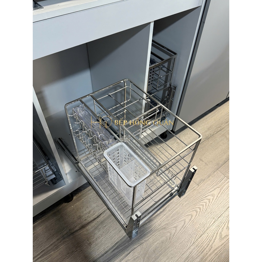Giá để dao thớt chai lọ nan vuông,kệ gia vị chai lọ inox 304 Eurogold lắp tủ bếp CHÍNH HÃNG EUROGOLD