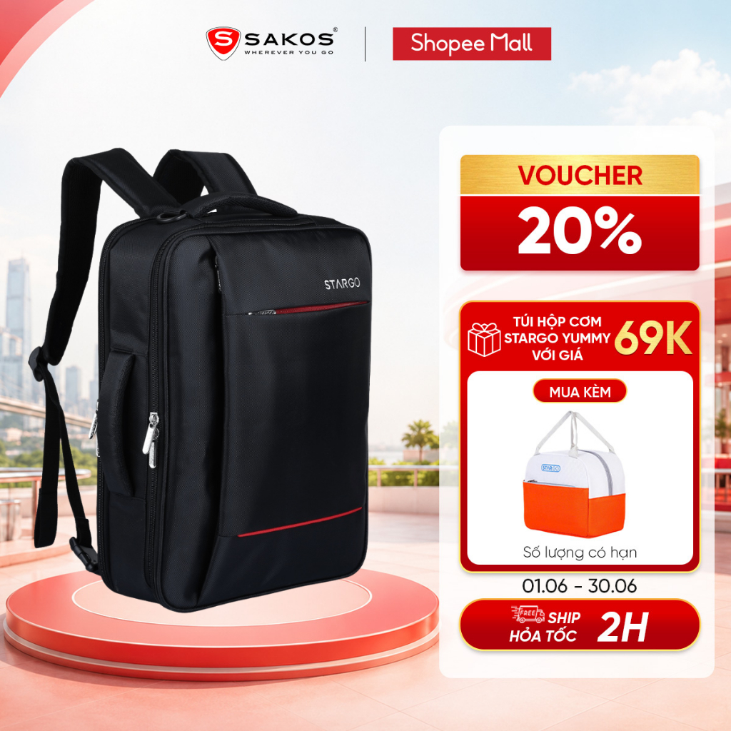 Cặp Đa Năng Học Sinh STARGO SIMPLEX 05 15.6 Inch Ngăn Chính Rộng Rãi