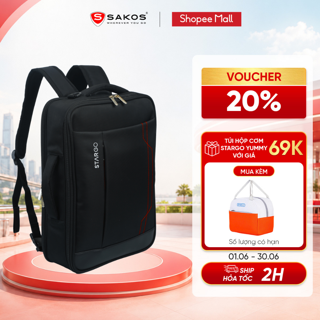 Cặp Đa Năng Học Sinh STARGO SIMPLEX 04 15.6 Inch Bền Nhẹ Dễ Mang Đệm EVA Chống Sốc