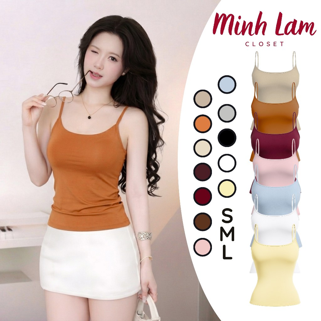 (MỞ BÁN) Áo HAI DÂY MẢNH BORIP LỤA Ôm Body Dáng Dài DD18, Áo Thun Nữ Nhiều Màu Basic Trơn Minh Lam C