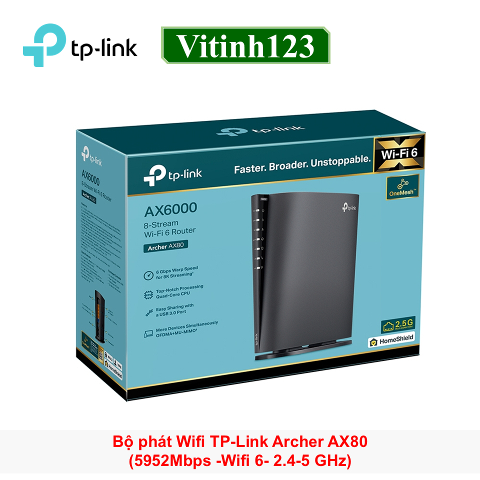 Bộ phát Wifi TP-Link Archer AX80 (5952Mbps -Wifi 6- 2.4-5 GHz)