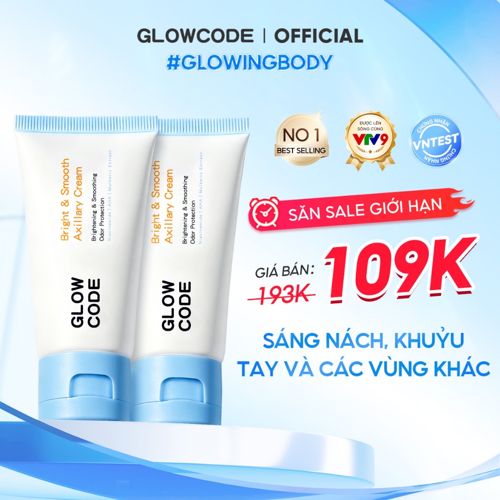 [MUA 2 GIẢM 40%] Combo 2 Kem Body Trắng Da Glowcode Dưỡng Trắng Nách Giảm Thâm Nách Khuỷu Tay Đầu Gối Dưỡng Ẩm