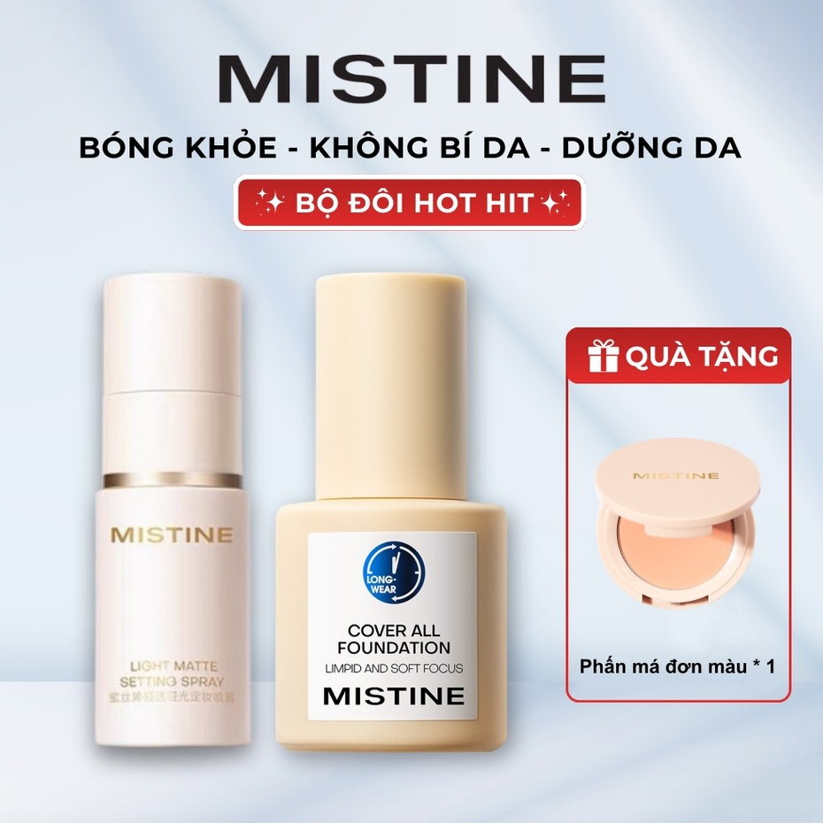 xịt khoá makeup MISTINE xịt khoá nền Hiệu quả lì mịn 30ml +  kem nền kem lót 30g 36H Kiềm dầu không 