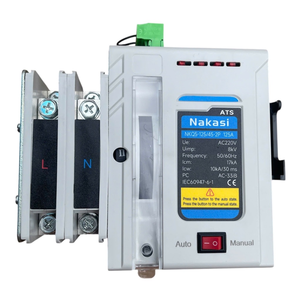 Bộ chuyển nguồn điện tự động ATS 2P 125A Nakasi Chuyển chậm - Chuyển đổi 2 nguồn điện