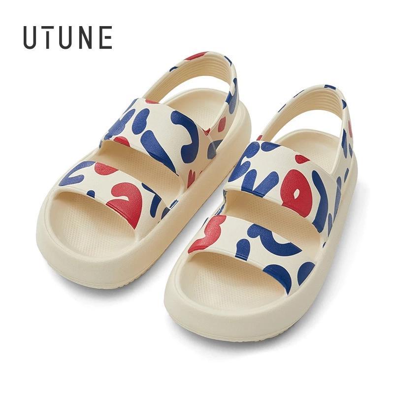 UTUNE Dép Sandal Nữ Họa Tiết Độc Đáo Đế Dày 4cm Siêu Mềm Chống Trượt Phong Cách Thể Thao Giải Trí Mù