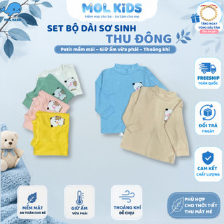 Set 3-5 Áo Sơ Sinh Dài Tay Cổ Bo 3 Phân Phối Màu Mềm Mịn Giữ Ấm Cho Bé 5-16kg Molkids