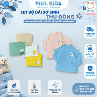 Set 3-5 Áo Sơ Sinh Dài Tay Cổ Bo 3 Phân Phối Màu Mềm Mịn Giữ Ấm Cho Bé 5-16kg Molkids