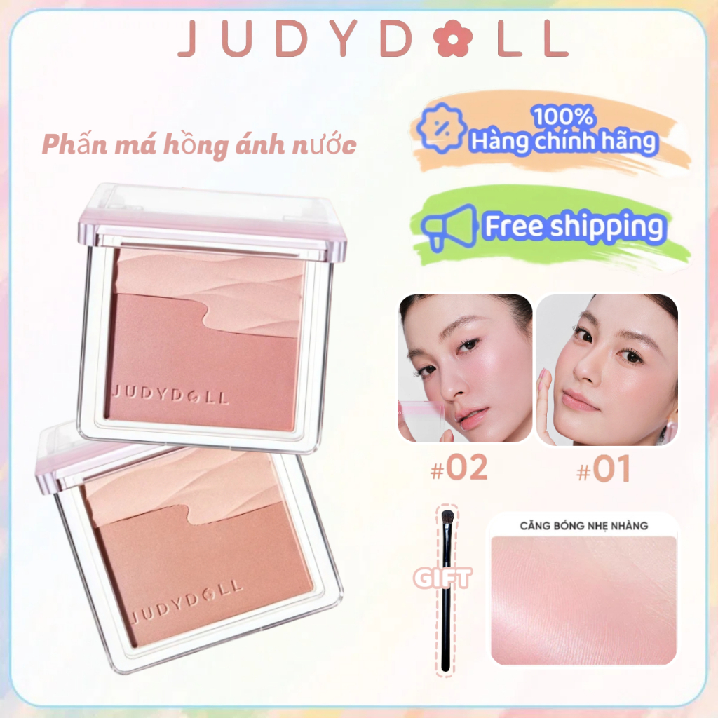 【Judydoll】Bảng phấn má hồng Judydoll Glowing Satin Blush Palette Phấn Má Hồng Hai Màu