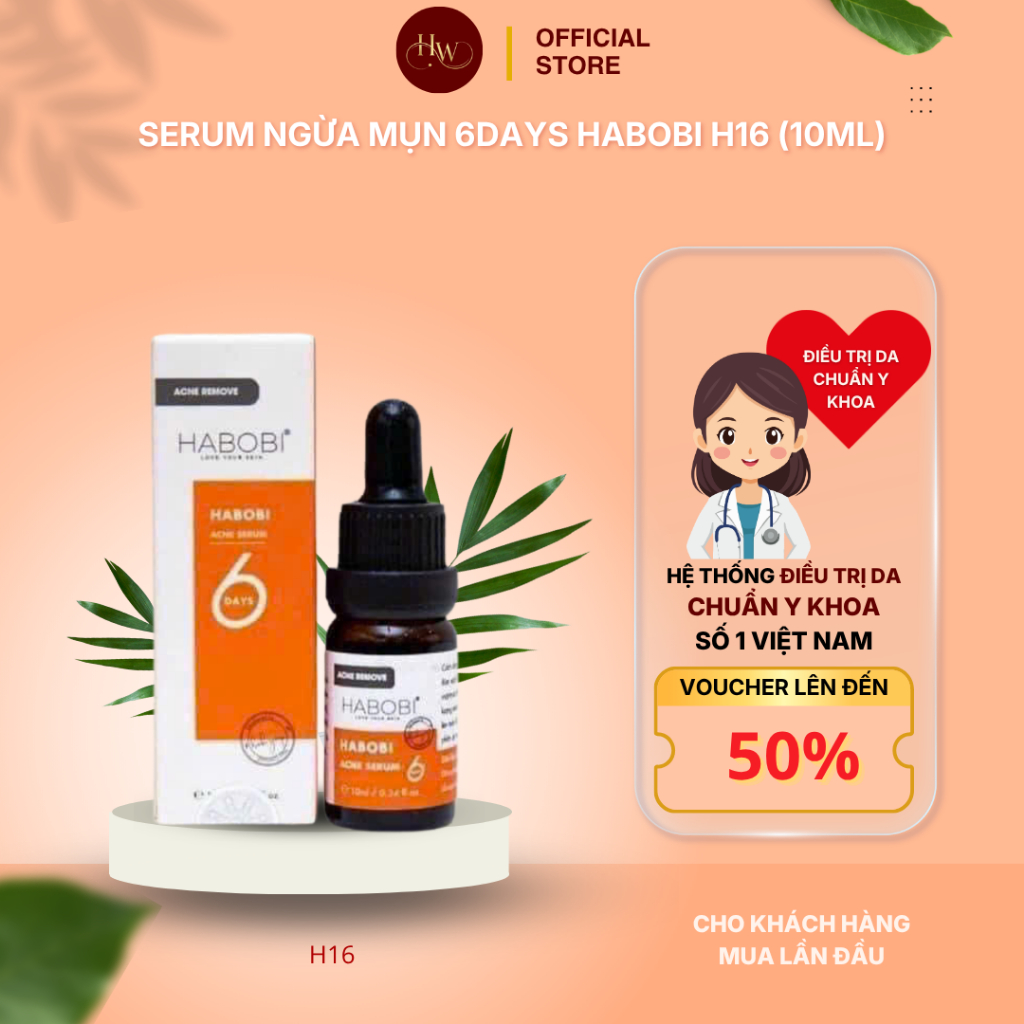 Serum Ngừa Mụn 6days HABOBI H16 (10ml) – Giảm Mụn Đầu Đen, Mụn Ẩn Và Dưỡng Trắng Tái Tạo Da