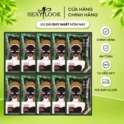 LIVE COMBO 10 Miếng Mặt Nạ Đen Tràm Trà SEXYLOOK Hỗ Trợ Giảm Dầu Mụn (10 miếng x 28ml)