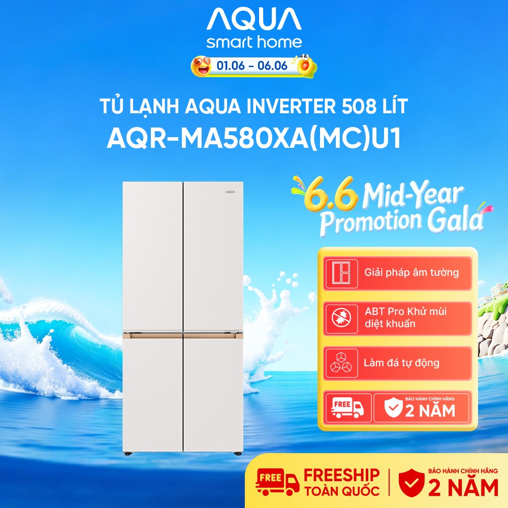 Tủ lạnh AQUA Inverter 508 lit AQR-MA580XA(MC)U1 - Làm đá tự động